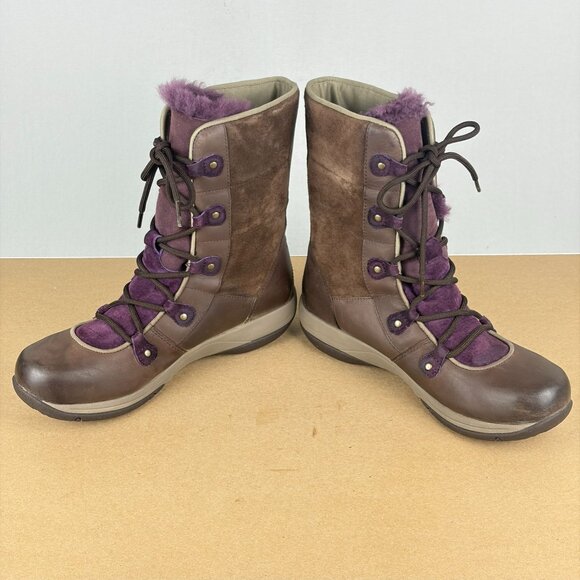 Dansko Camryn Leather Winter Boots Womens 8.5/9 EU 39 Brown Purple Lace Up - Picture 5 of 9